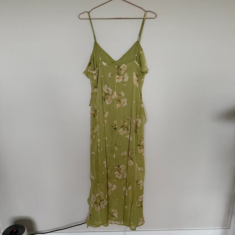 Blu Pepper Womens Cascading Ruffle Dress XL Green Maxi Floral Cottage Romantic - Picture 8 of 8